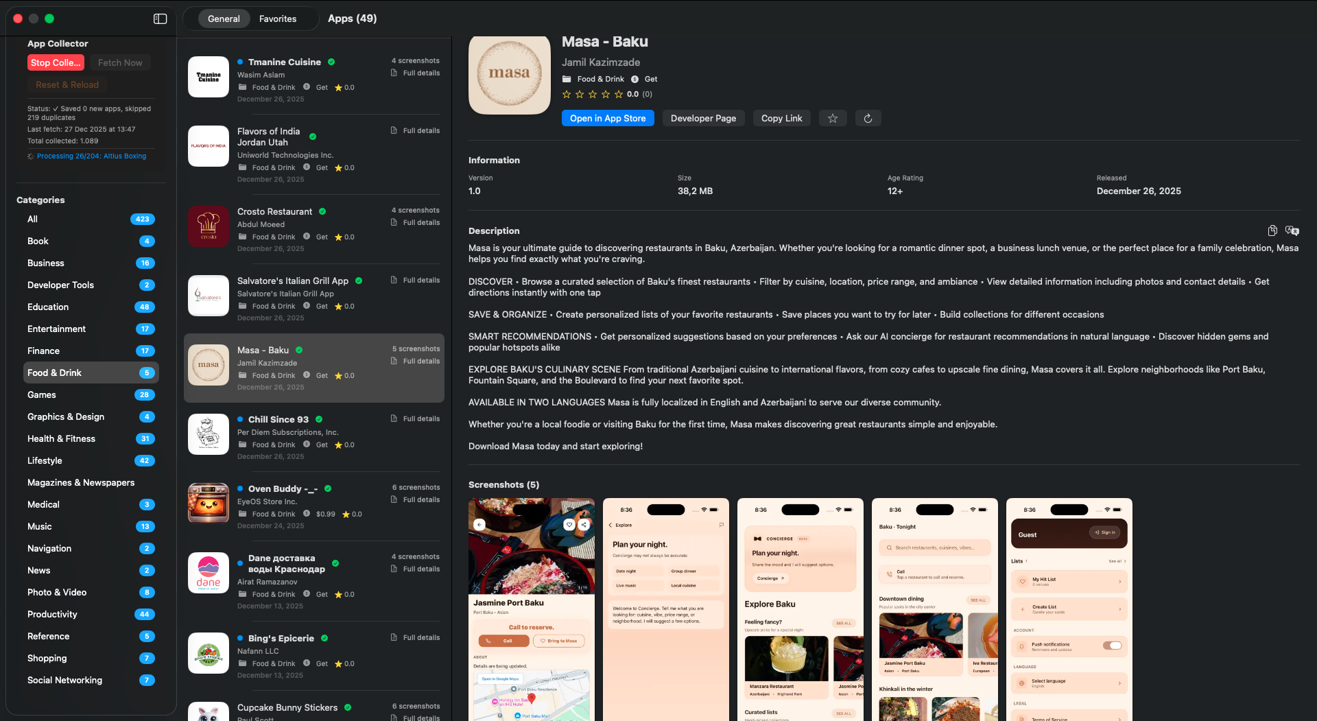 AppStore Researcher Screenshot - Monitor and research iOS apps